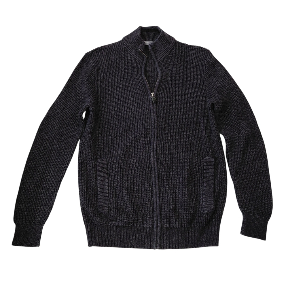 Denver Hayes Men's Zip-Front Knit Sweater - Charcoal